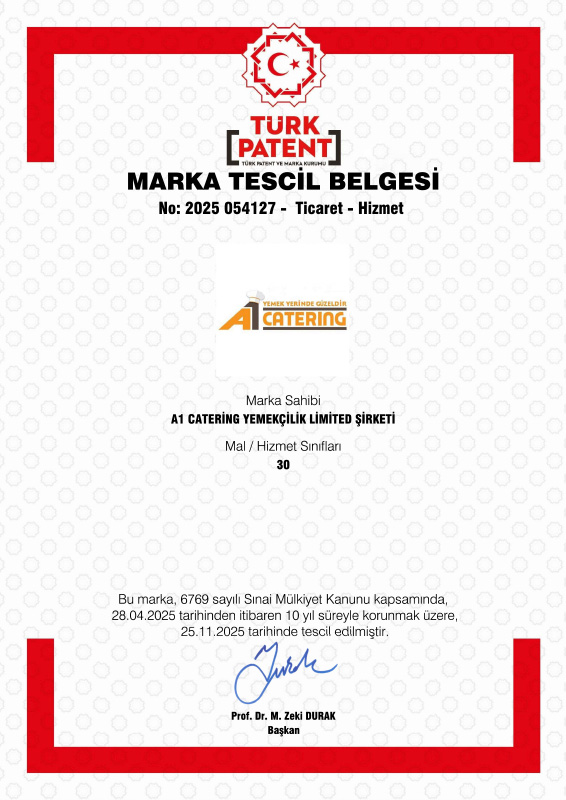 A1 Catering Marka Tescil Belgesi